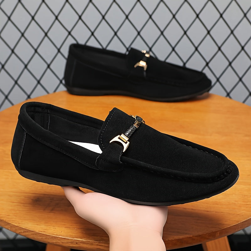 Men's Fashionable Loafer Shoes - Casual Street Style Slip-On Sneakers, Solid Color, Round Toe, All-Season Comfort, Suitable for Business and Casual Wear