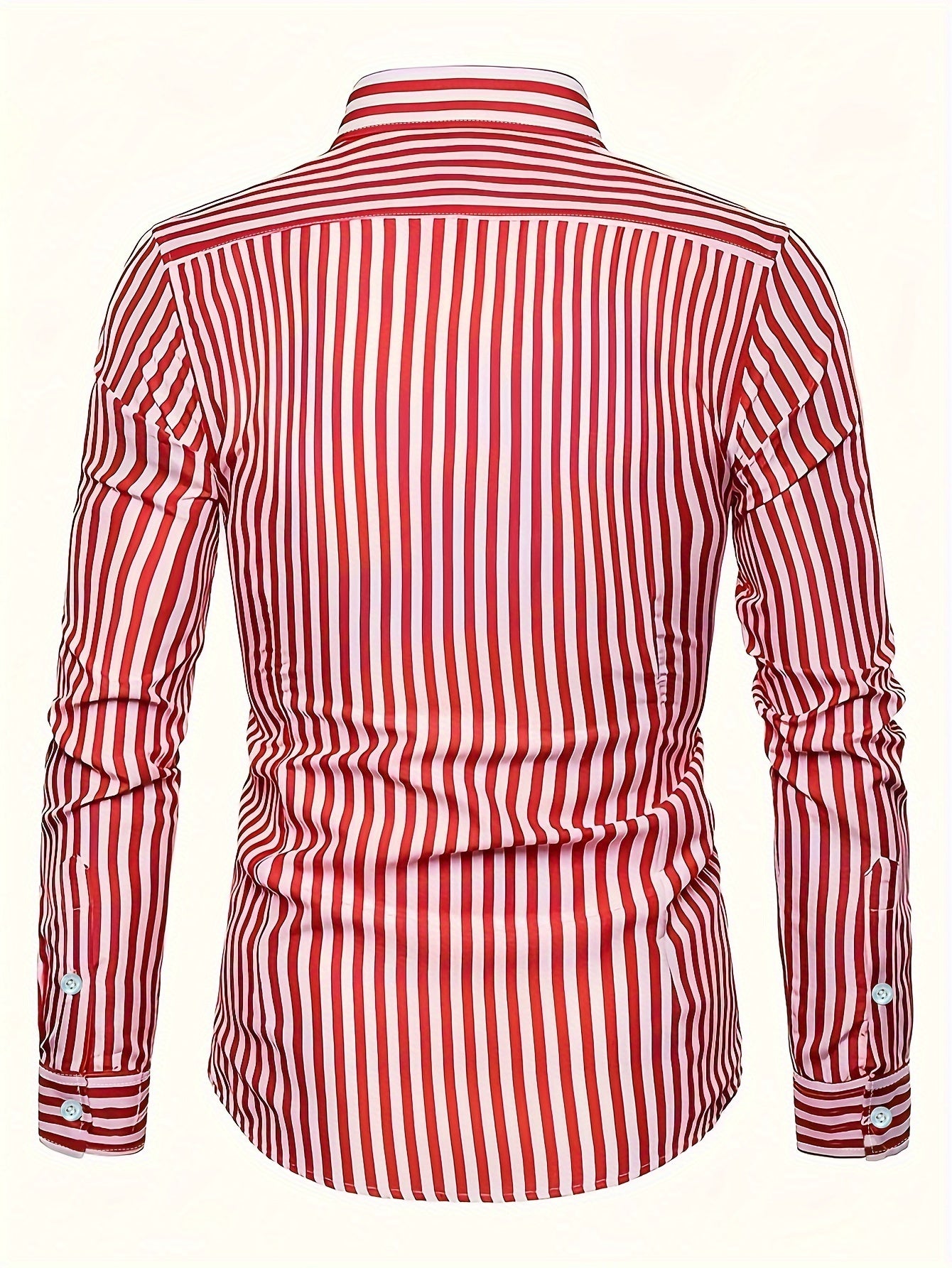 Men's Striped Print Casual Long Sleeve Button-Down Shirt - C22