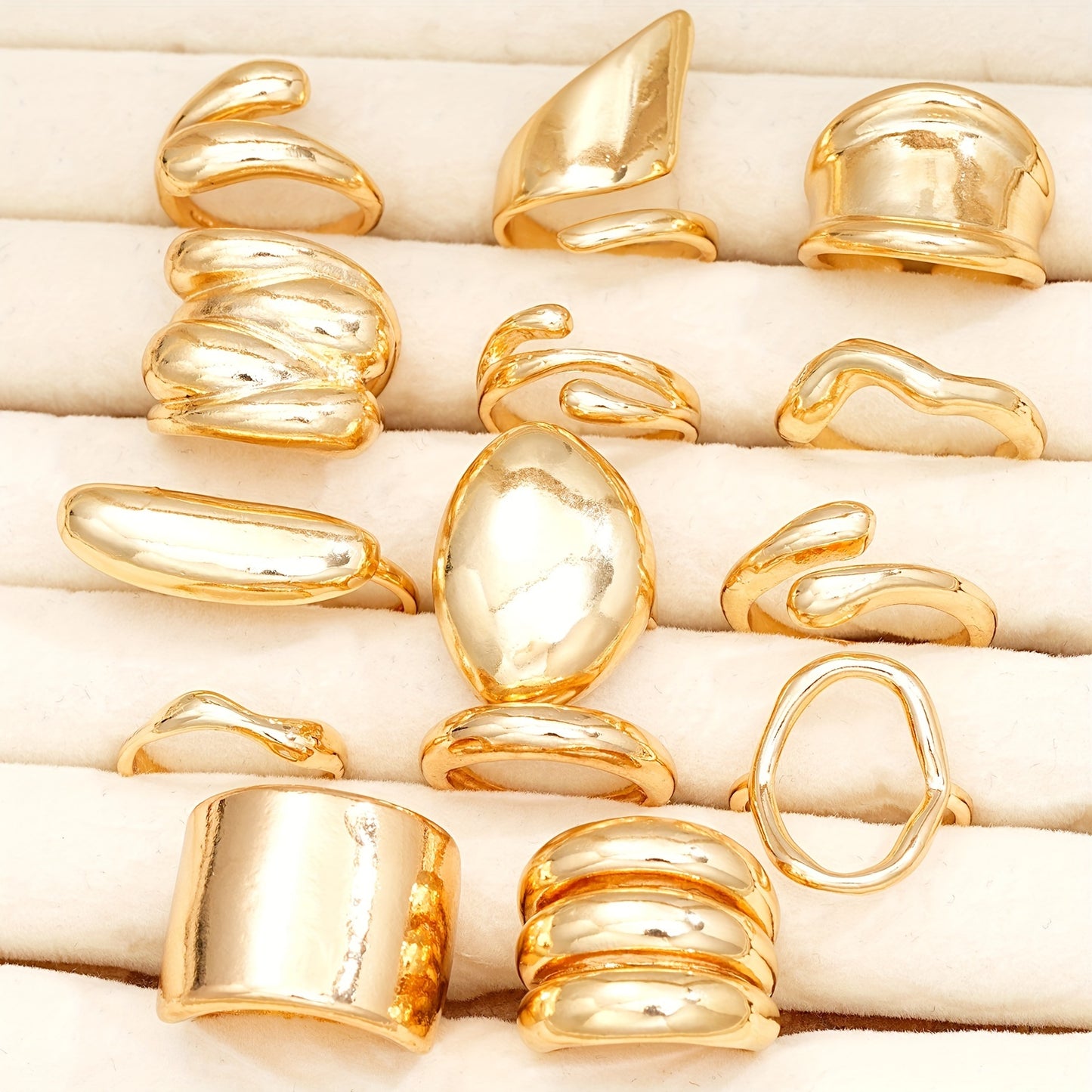 14-Pieces Irregular Rings Set