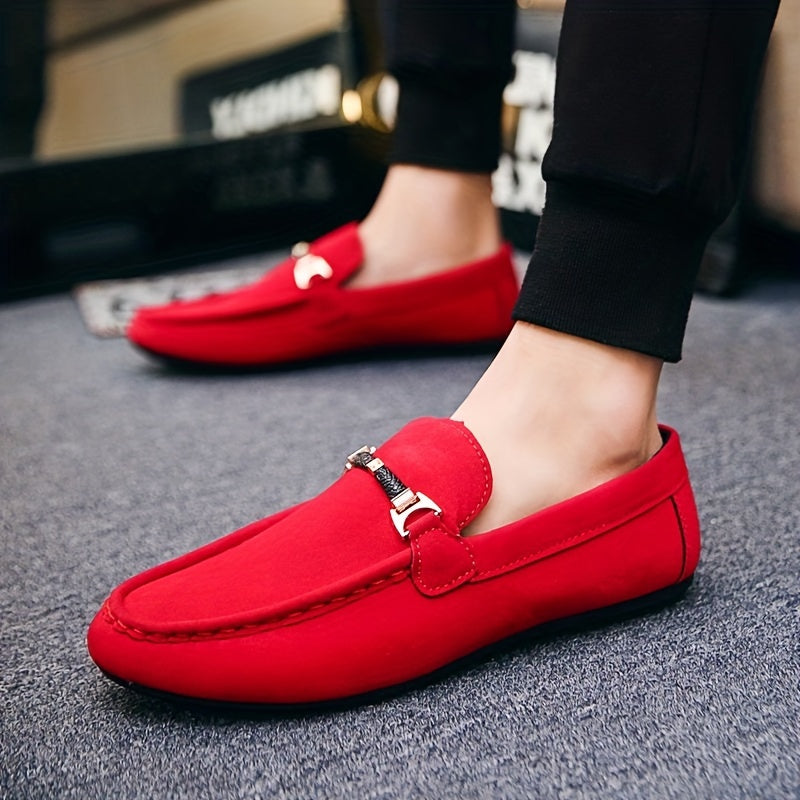 Men's Fashionable Loafer Shoes - Casual Street Style Slip-On Sneakers, Solid Color, Round Toe, All-Season Comfort, Suitable for Business and Casual Wear