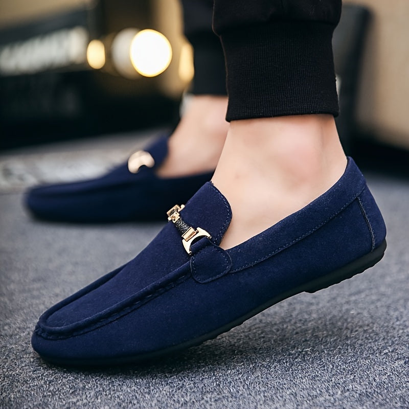 Men's Fashionable Loafer Shoes - Casual Street Style Slip-On Sneakers, Solid Color, Round Toe, All-Season Comfort, Suitable for Business and Casual Wear