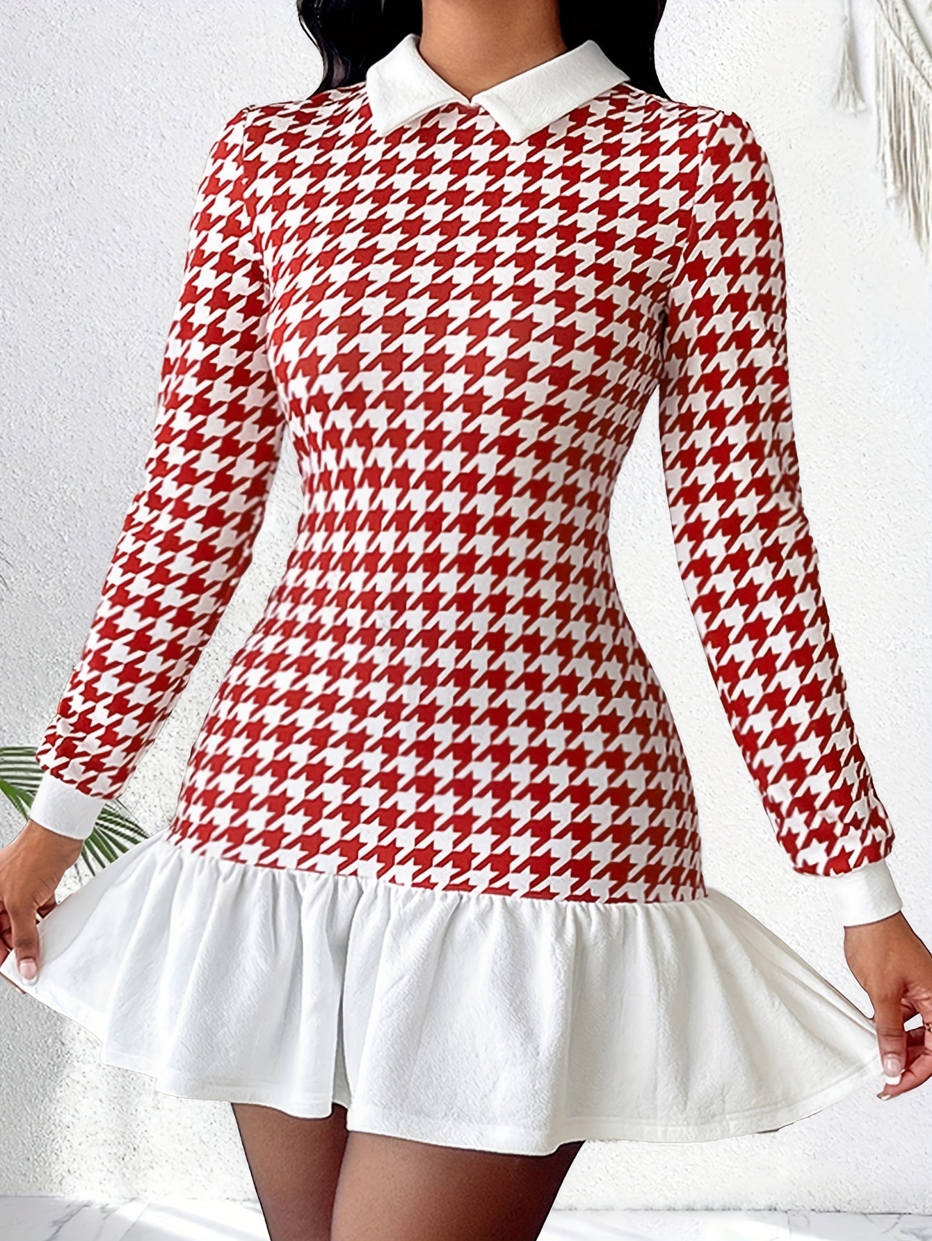 Houndstooth Print Dress