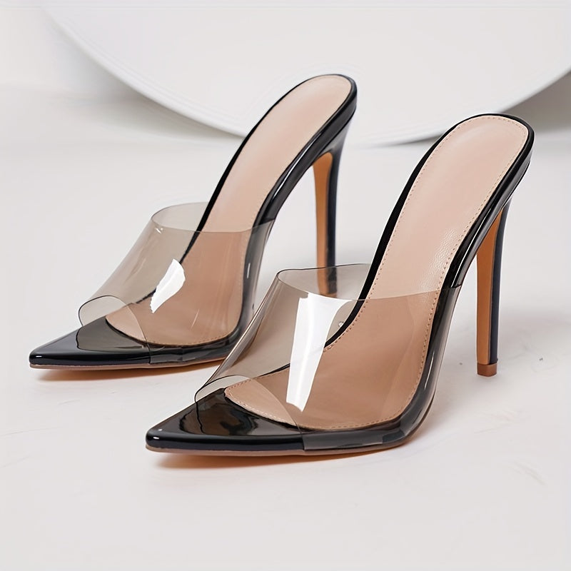 Transparent Pointed-Toe Slide Sandals