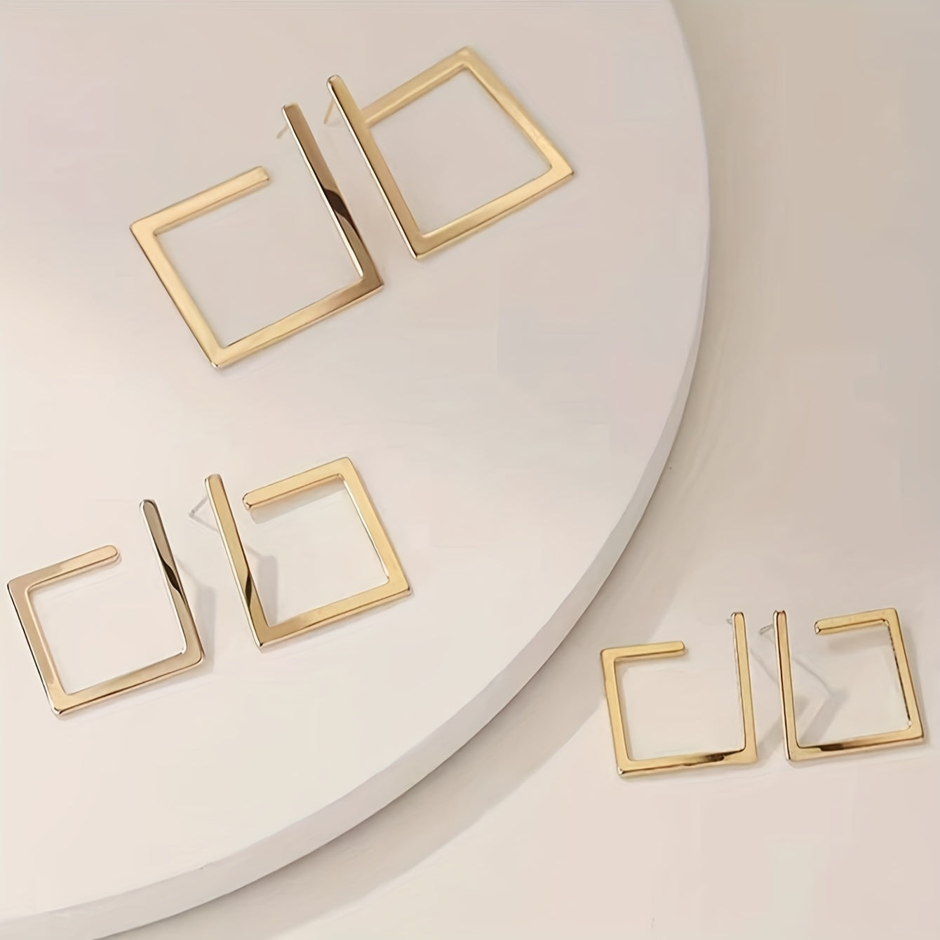 Elegant Geometric Square Stud Earrings, Minimalist Style Jewelry Accessory For Women