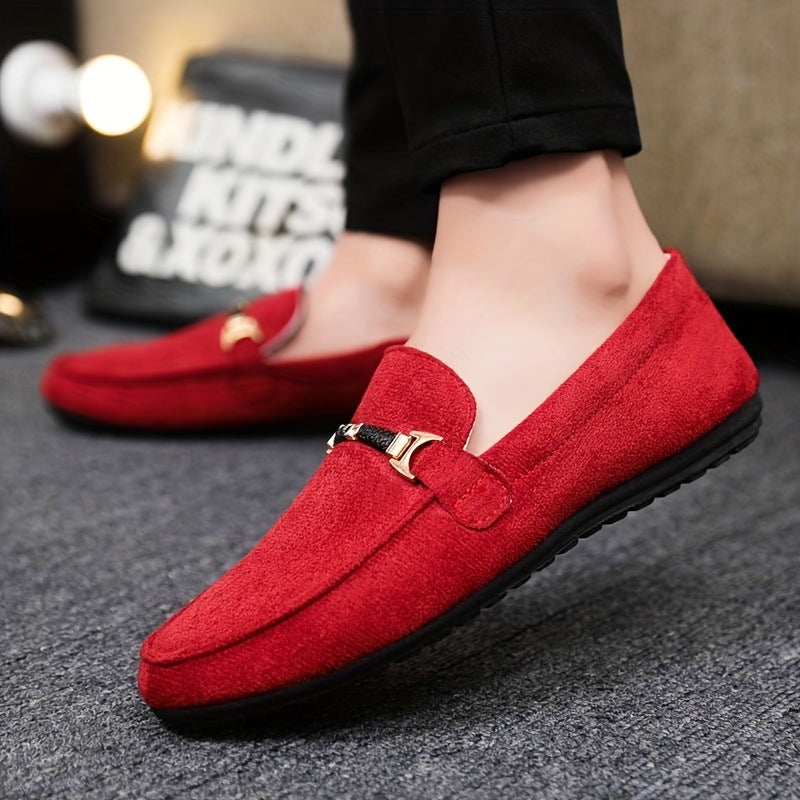 Men's Fashionable Loafer Shoes - Casual Street Style Slip-On Sneakers, Solid Color, Round Toe, All-Season Comfort, Suitable for Business and Casual Wear