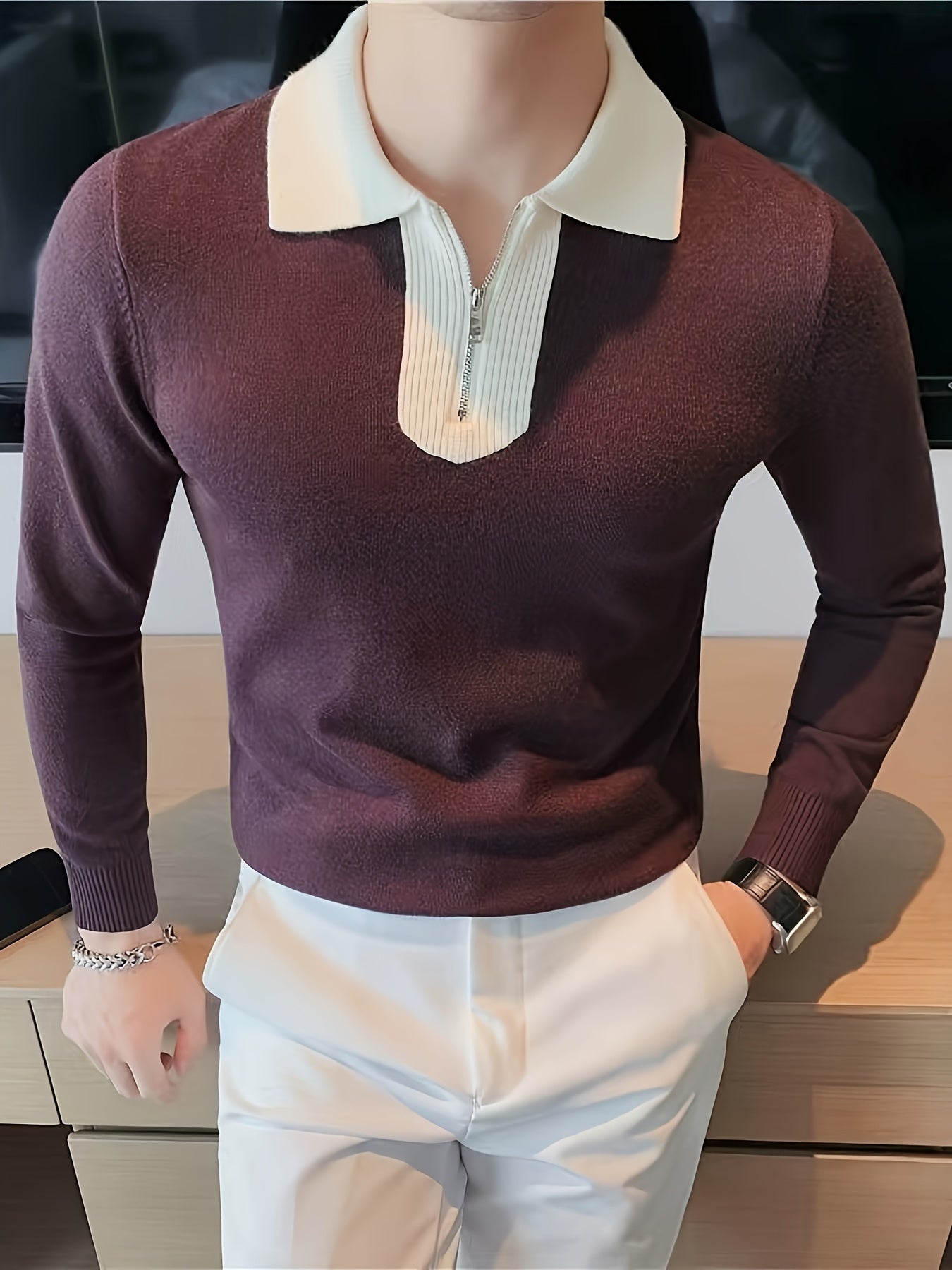 Lapel Collar Knit Sweater