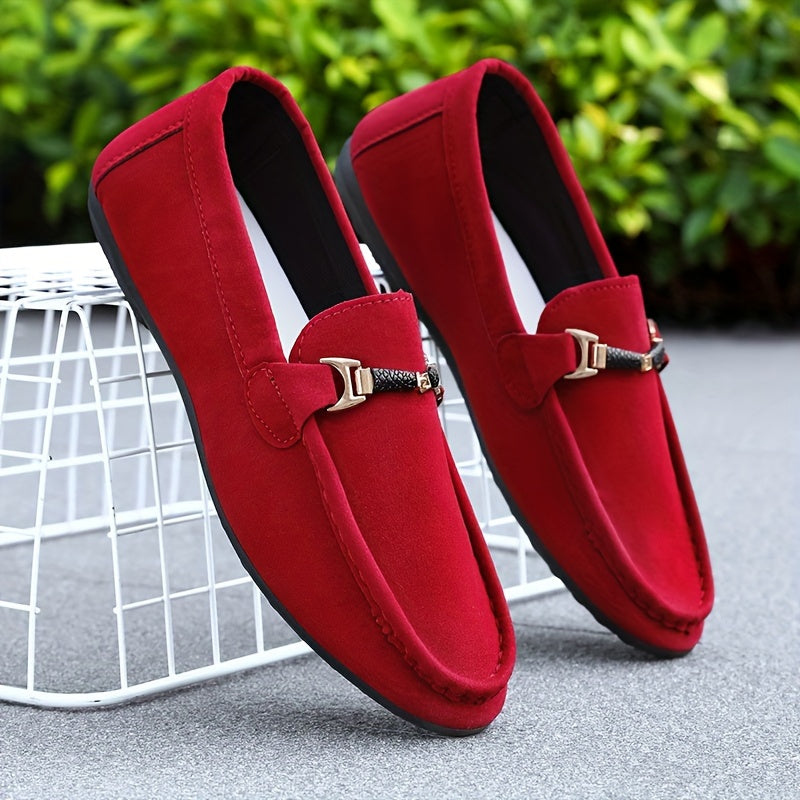 Men's Fashionable Loafer Shoes - Casual Street Style Slip-On Sneakers, Solid Color, Round Toe, All-Season Comfort, Suitable for Business and Casual Wear