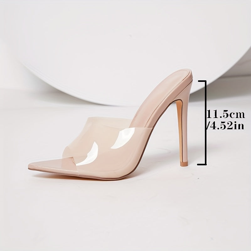 Transparent Pointed-Toe Slide Sandals