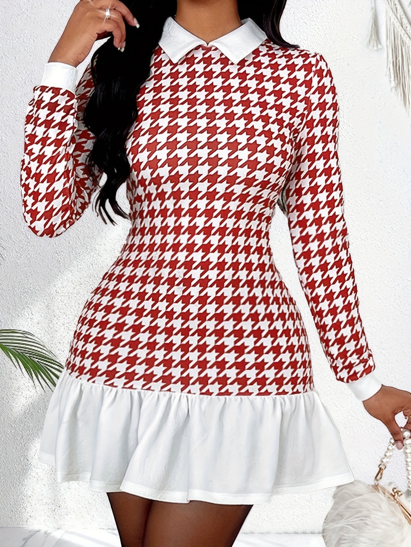 Houndstooth Print Dress