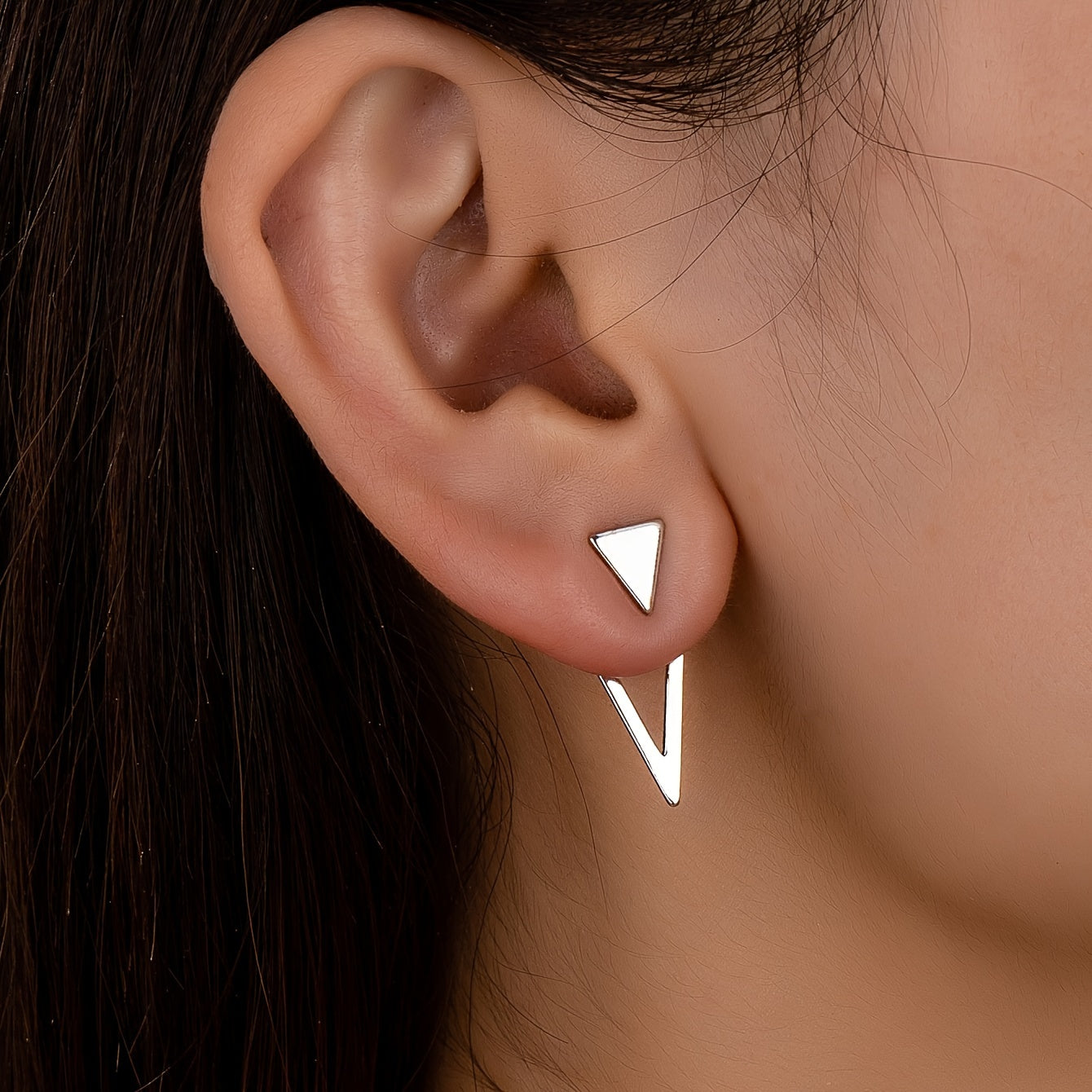 2pcs Chic Triangle Stud Earrings Set - Vintage-Inspired, Classic Alloy Design for Casual Attire