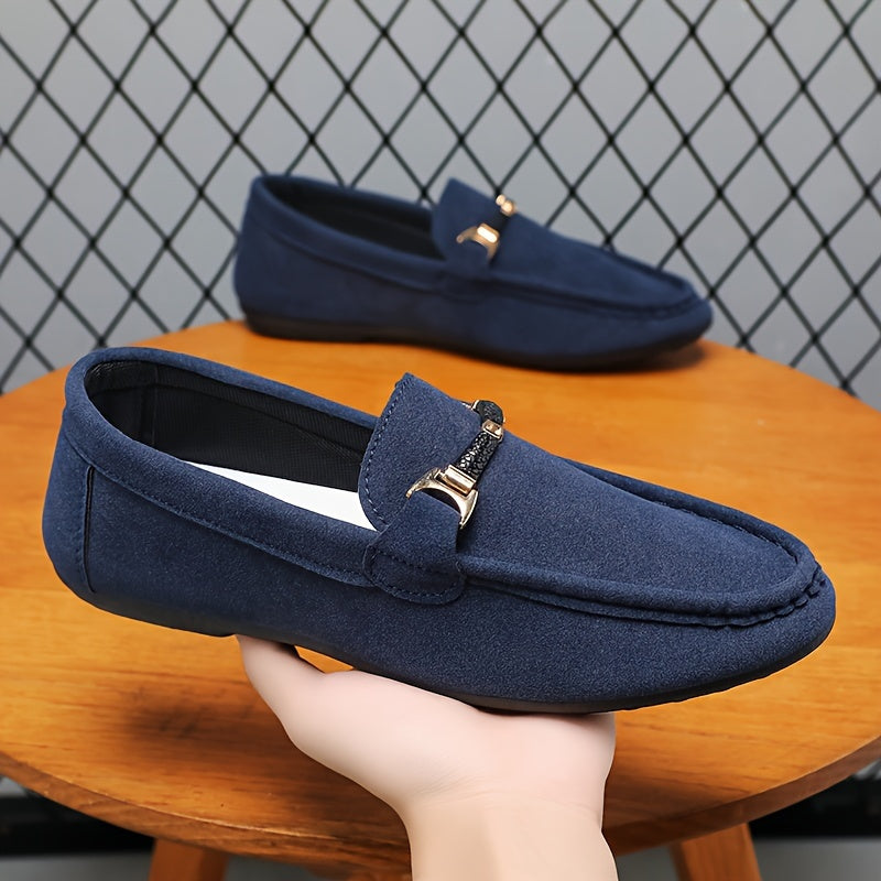 Men's Fashionable Loafer Shoes - Casual Street Style Slip-On Sneakers, Solid Color, Round Toe, All-Season Comfort, Suitable for Business and Casual Wear