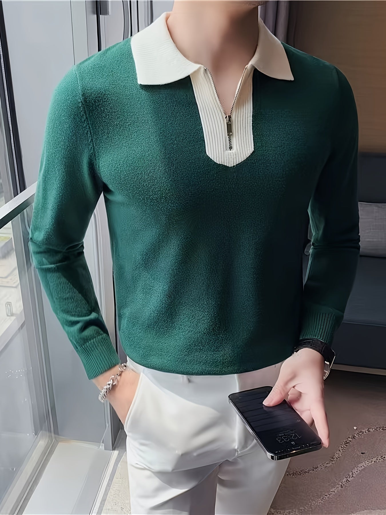 Lapel Collar Knit Sweater