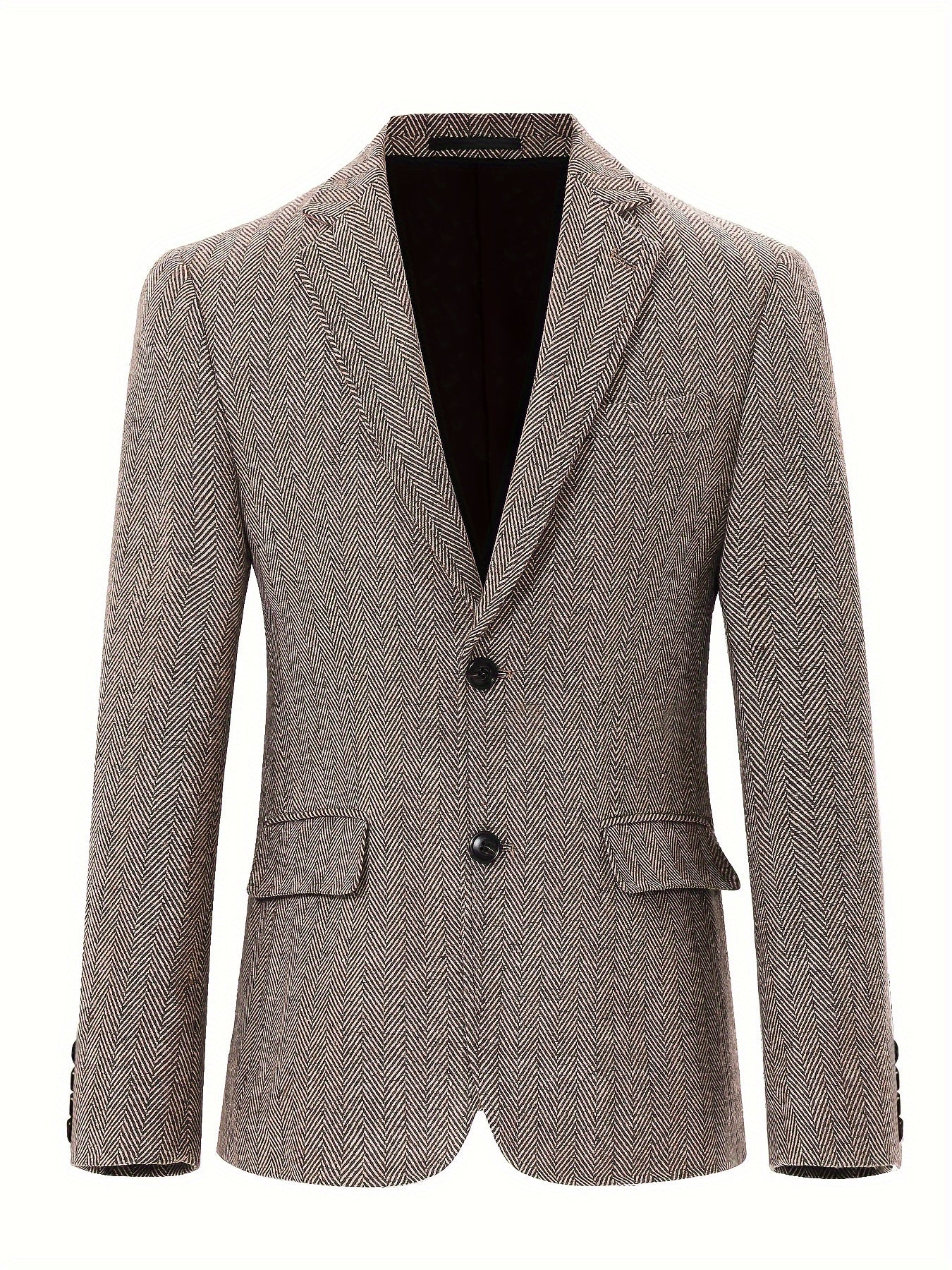 [Fast Arrival] Men's Vintage-Inspired Wool-Blend Tweed Blazer - Classic Striped, Long Sleeve, Single-Breasted, Non-Stretch Fabric, Perfect for All Seasons, with Pockets - Elegant Suit Jacket