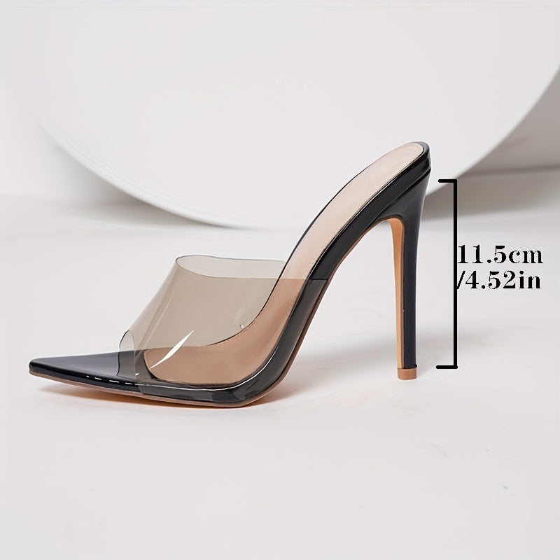 Transparent Pointed-Toe Slide Sandals