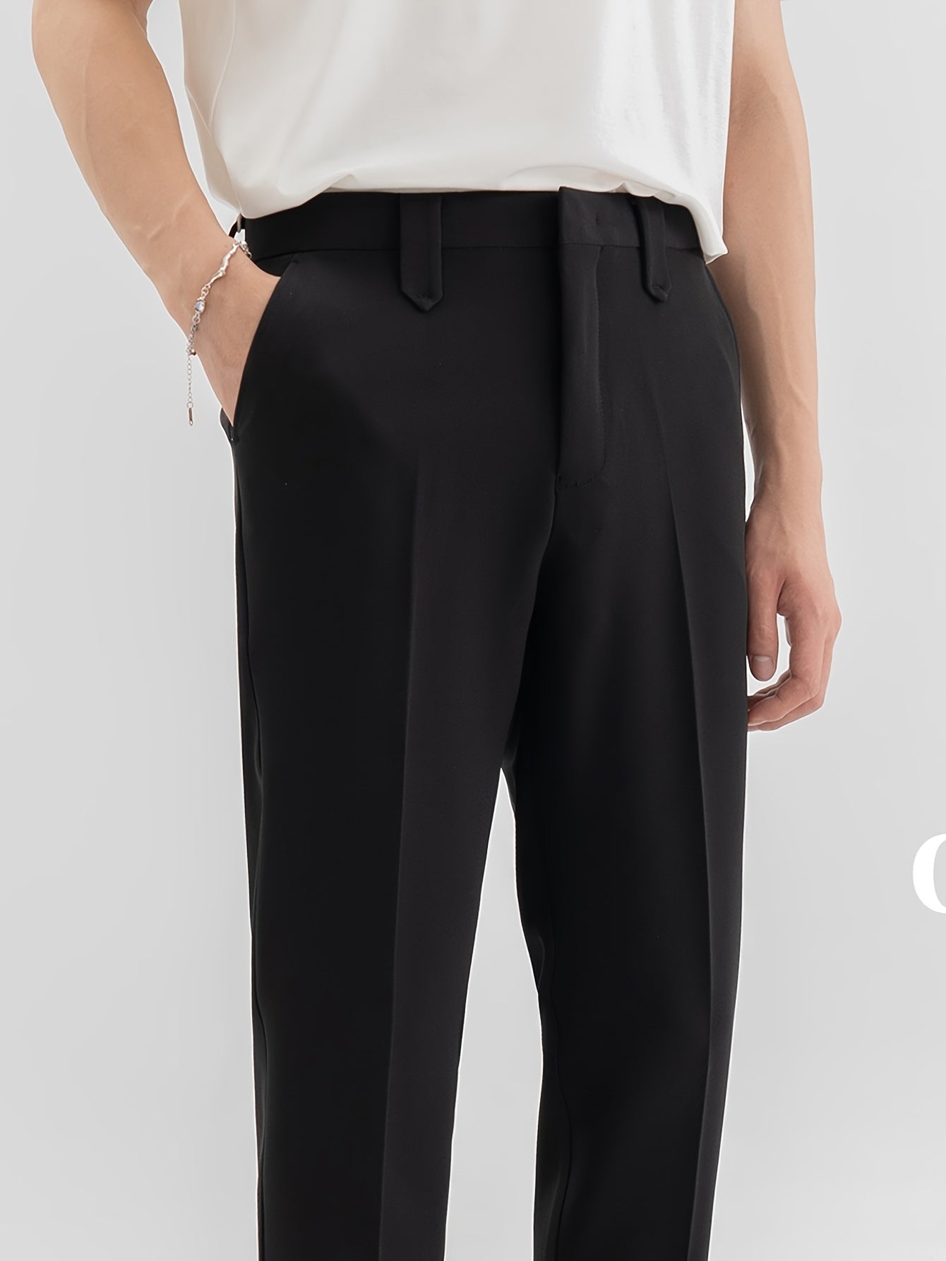 Chic Dress Pants, Men's Formal Solid Color Dress Pants For Spring Summer Business, Old Money Style