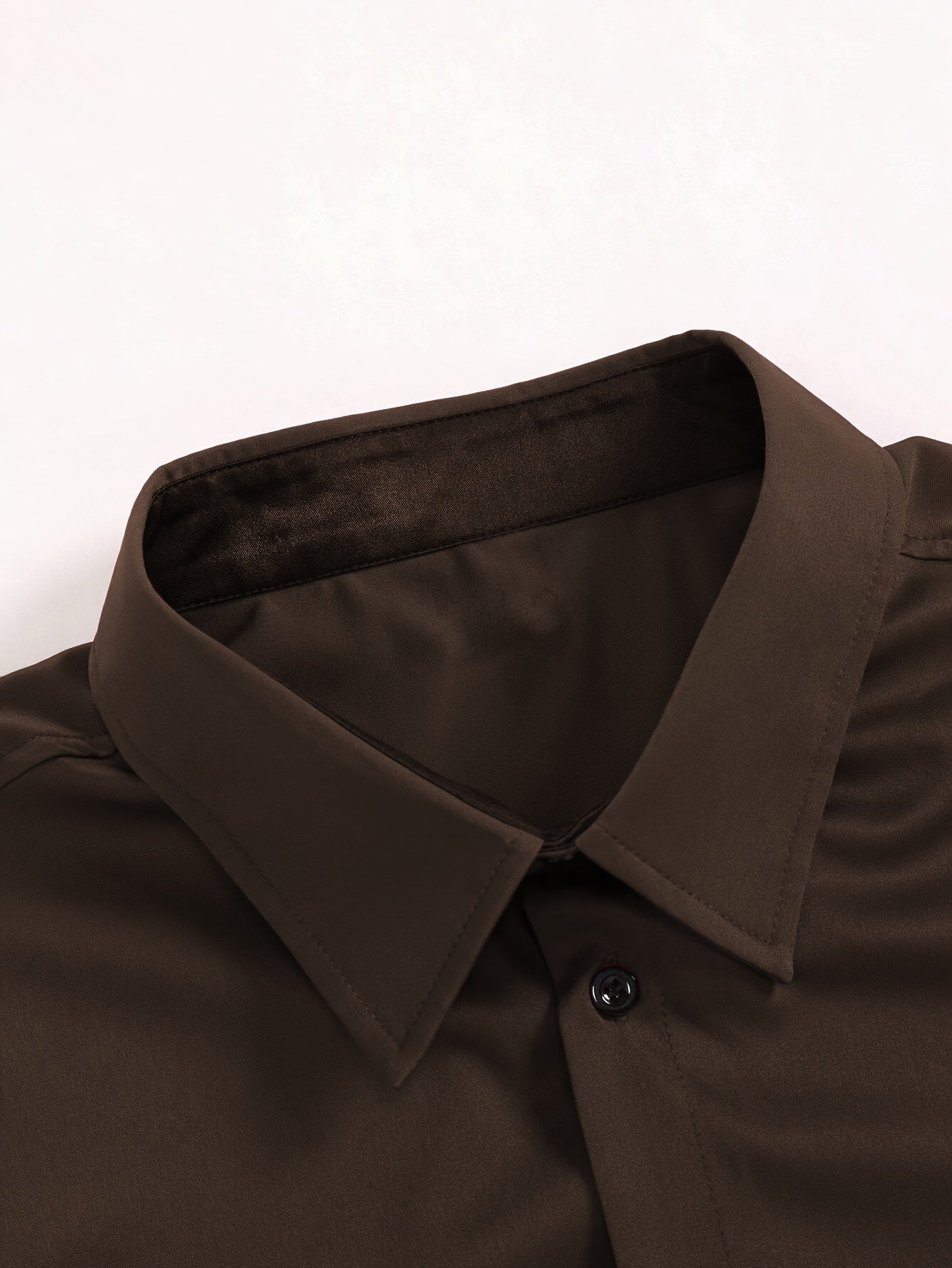 Elegant Solid Color Men'S Dress Shirt - Polyester Woven Button-Up with Regular Fit, Reversible Collar, All-Season Comfort