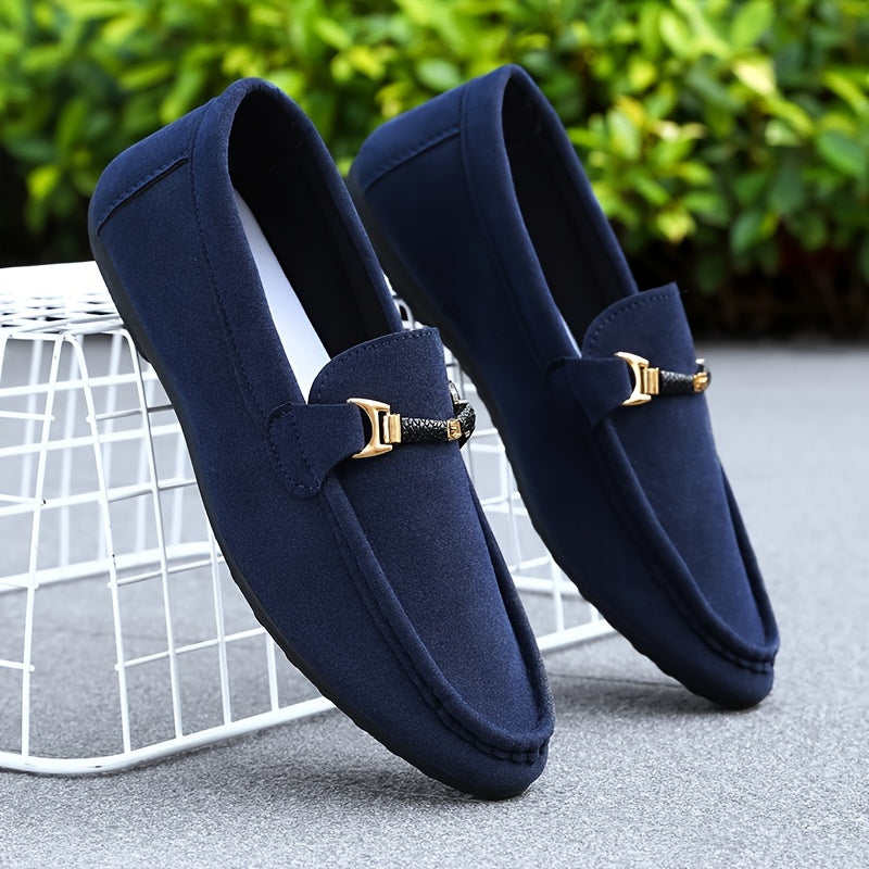 Men's Fashionable Loafer Shoes - Casual Street Style Slip-On Sneakers, Solid Color, Round Toe, All-Season Comfort, Suitable for Business and Casual Wear