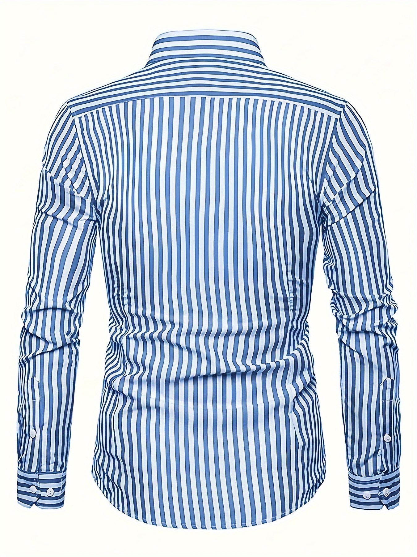 Men's Striped Print Casual Long Sleeve Button-Down Shirt - C22