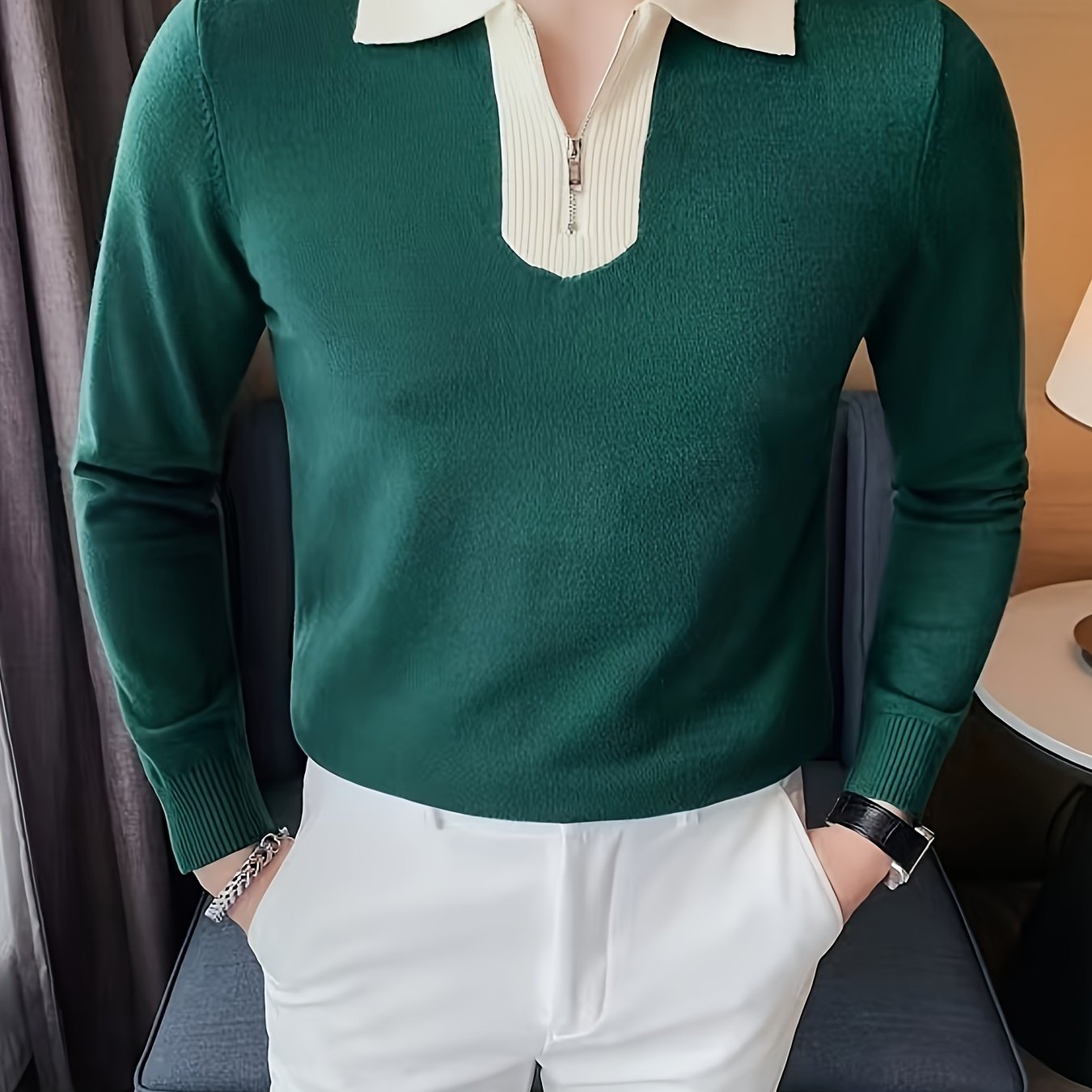 Lapel Collar Knit Sweater