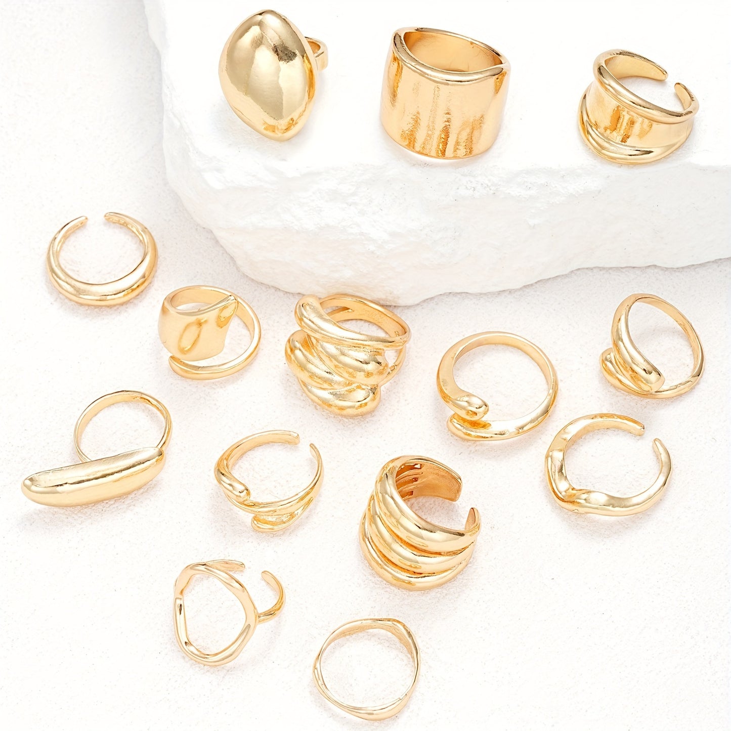 14-Pieces Irregular Rings Set