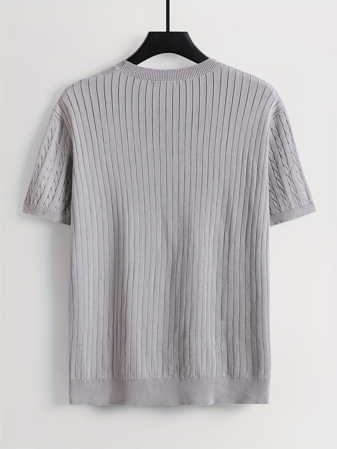 Men's Ribbed And Textured Knit Crew Neck And Short Sleeve T-shirt, Casual And Chic Summer Tops For Daily And Outdoors Leisurewear