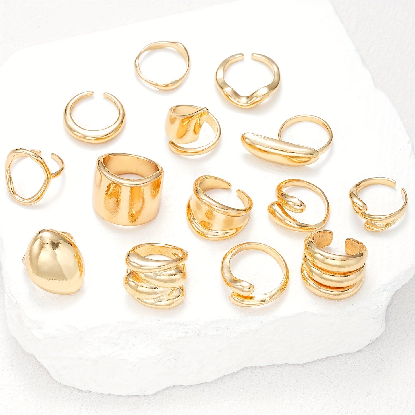 14-Pieces Irregular Rings Set