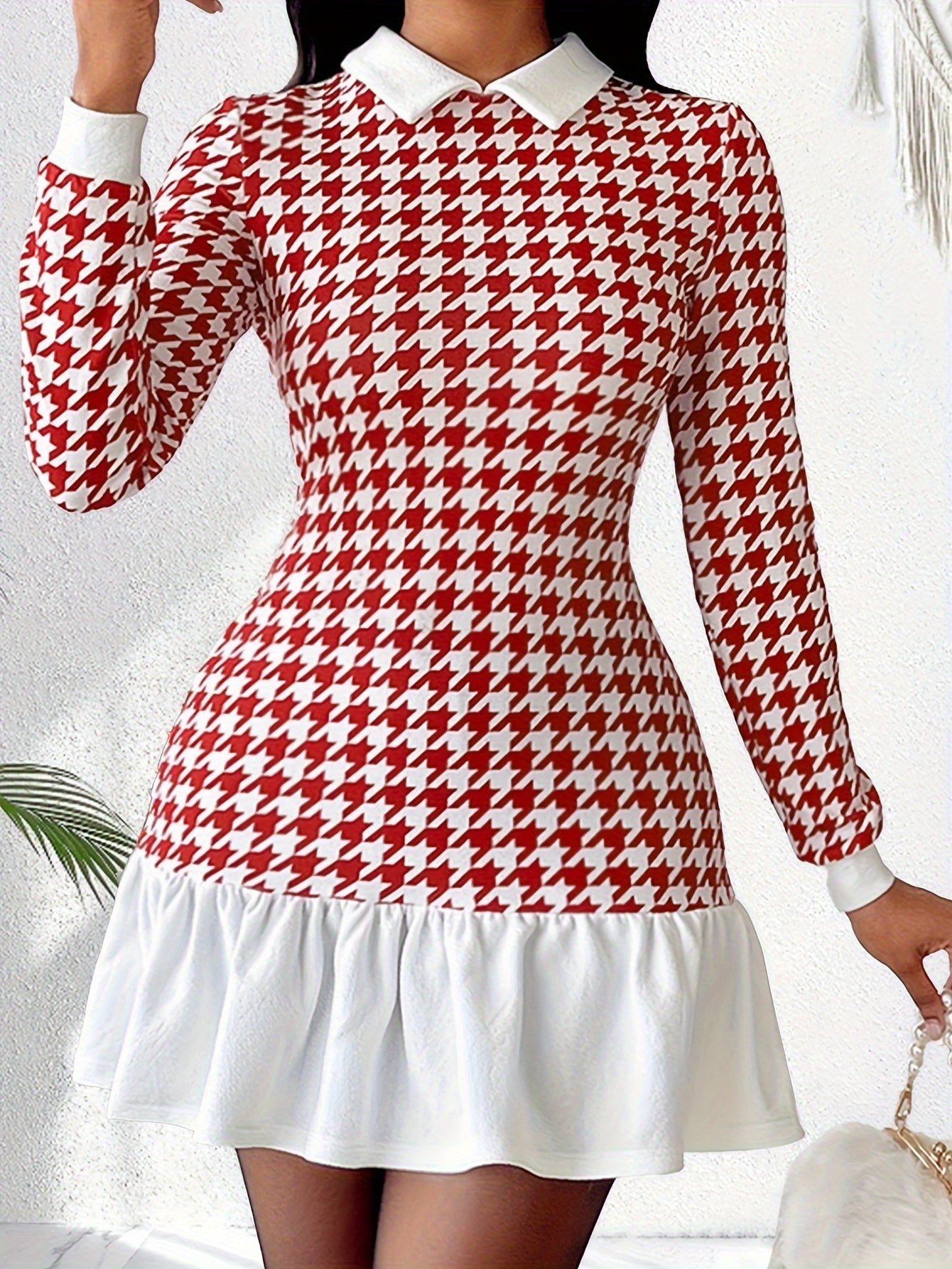 Houndstooth Print Dress