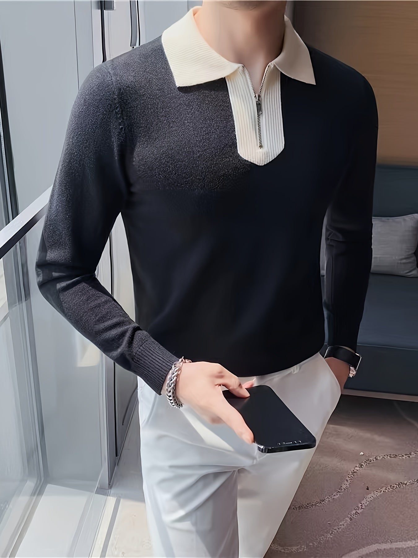 Lapel Collar Knit Sweater