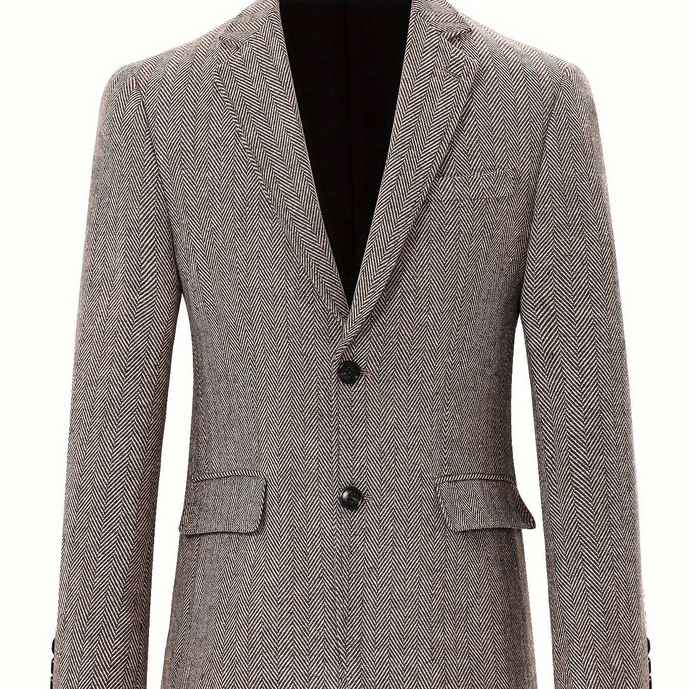 [Fast Arrival] Men's Vintage-Inspired Wool-Blend Tweed Blazer - Classic Striped, Long Sleeve, Single-Breasted, Non-Stretch Fabric, Perfect for All Seasons, with Pockets - Elegant Suit Jacket