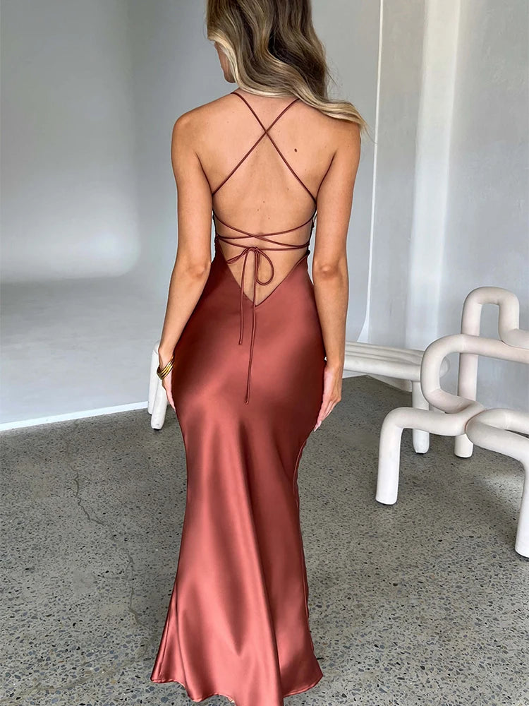 Articat Satin Backless Dress