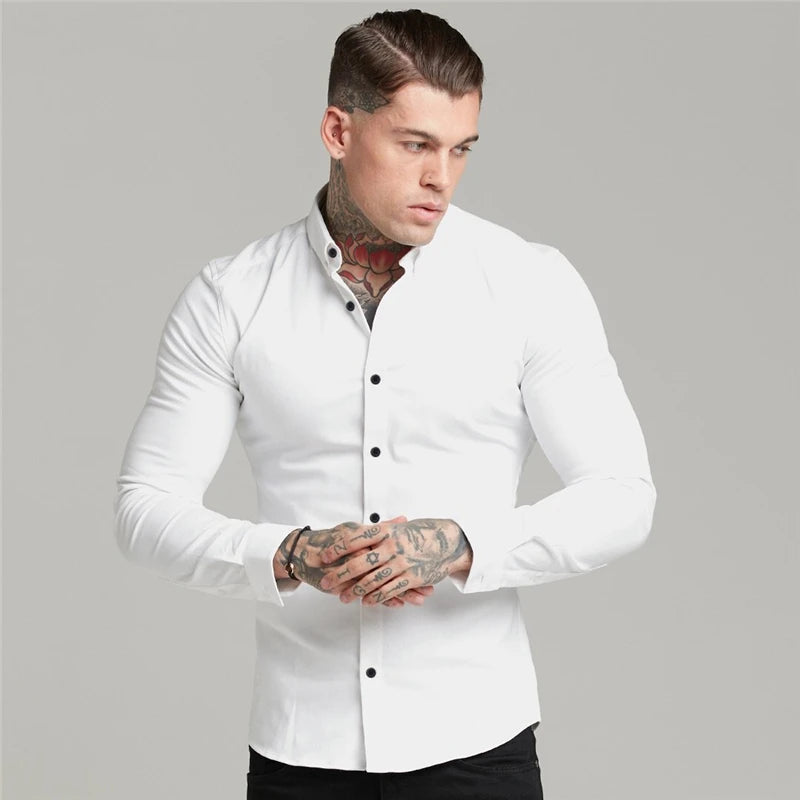 Shirt Men's Summer Thin Section Non-iron Modal Shirt Men's Black Long-sleeved Business Career Trend 6 Colors