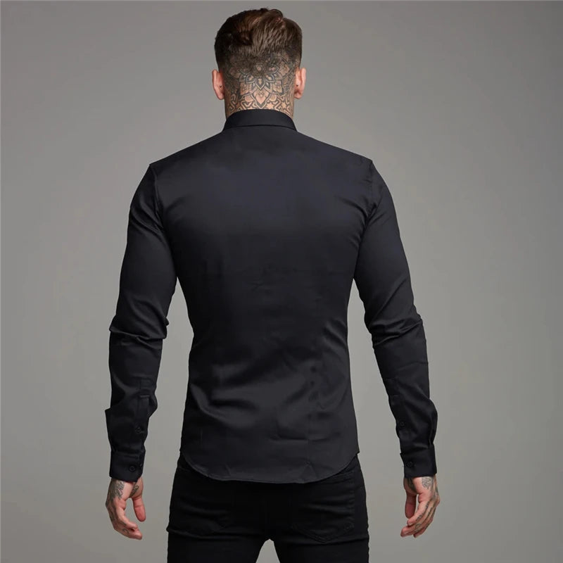 Shirt Men's Summer Thin Section Non-iron Modal Shirt Men's Black Long-sleeved Business Career Trend 6 Colors