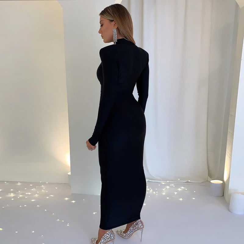 Hugcitar Solid Long Sleeve Dress