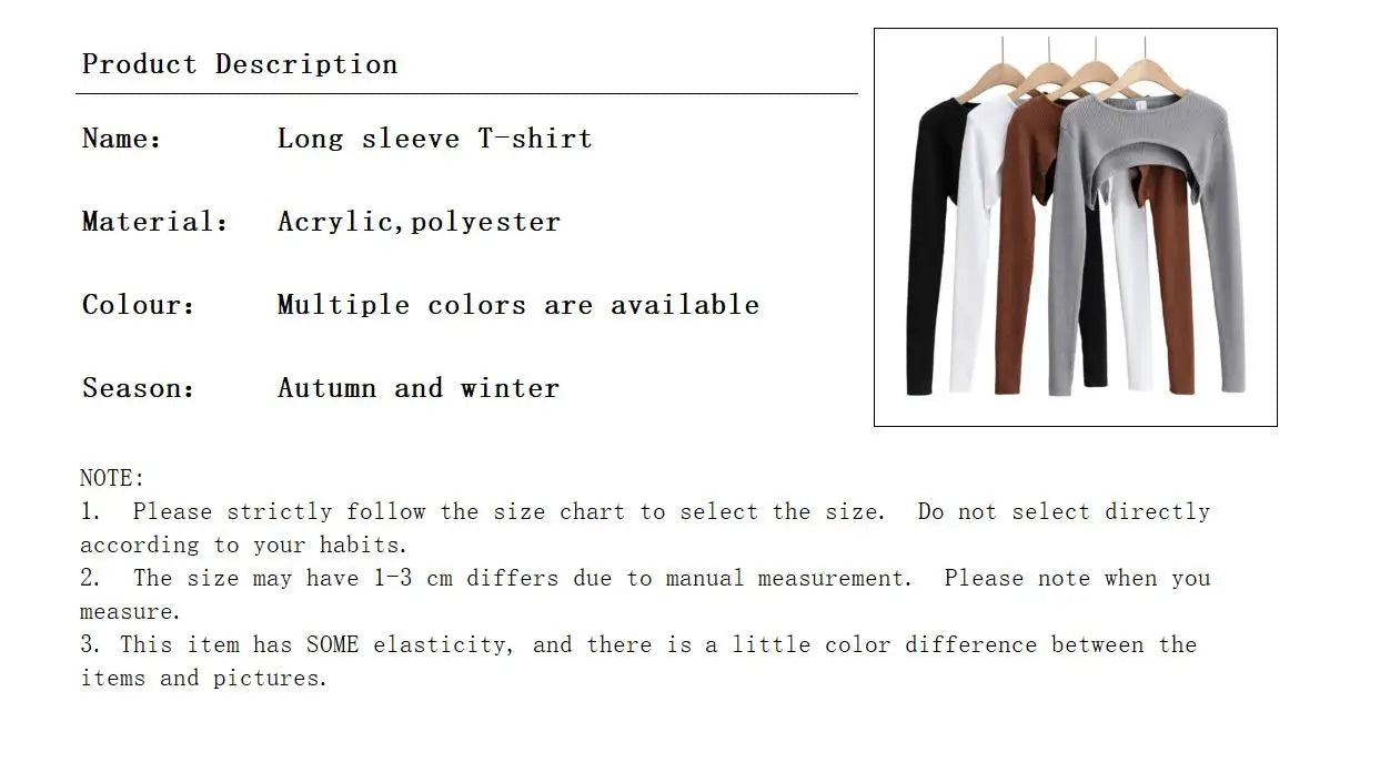 T-shirts Women Long Sleeve Crop Top Spring Autumn Y2k Aesthetic Clothes O-neck Black White Sexy Harajuku Knitted Tshirt 2023