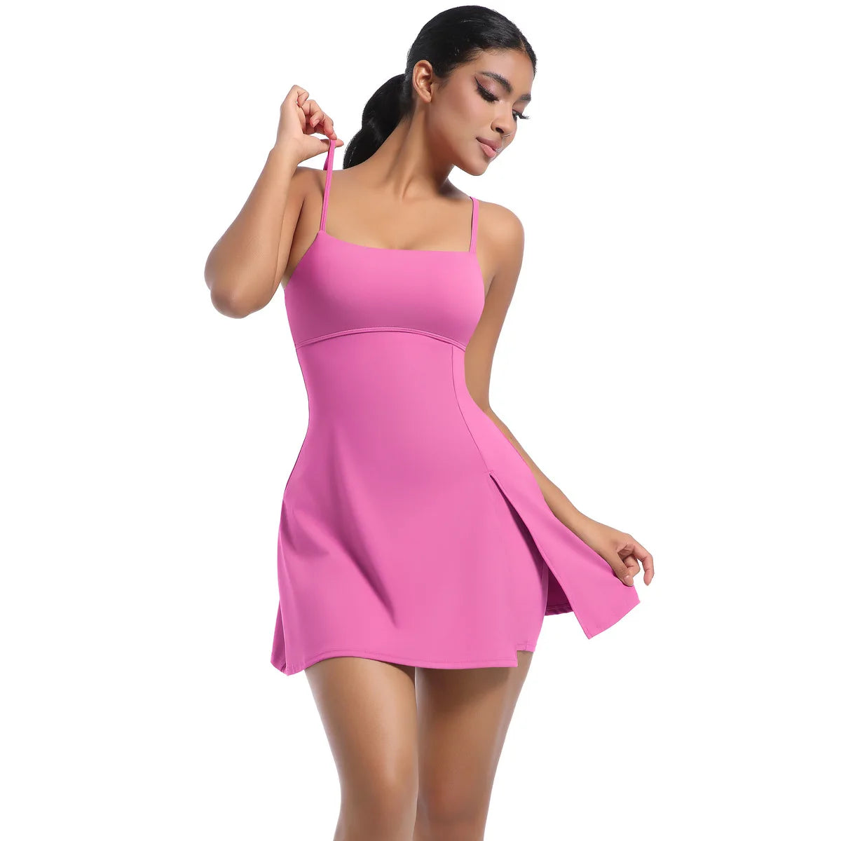 Workout Tennis Dress with Built in Short Women Sexy Fitness Mini Dress Cut Out Yoga Exercise Romper Pickleball Sports Overalls