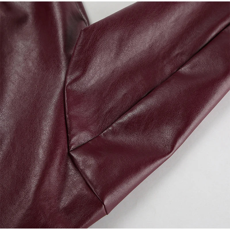 Plum Leather Bomber