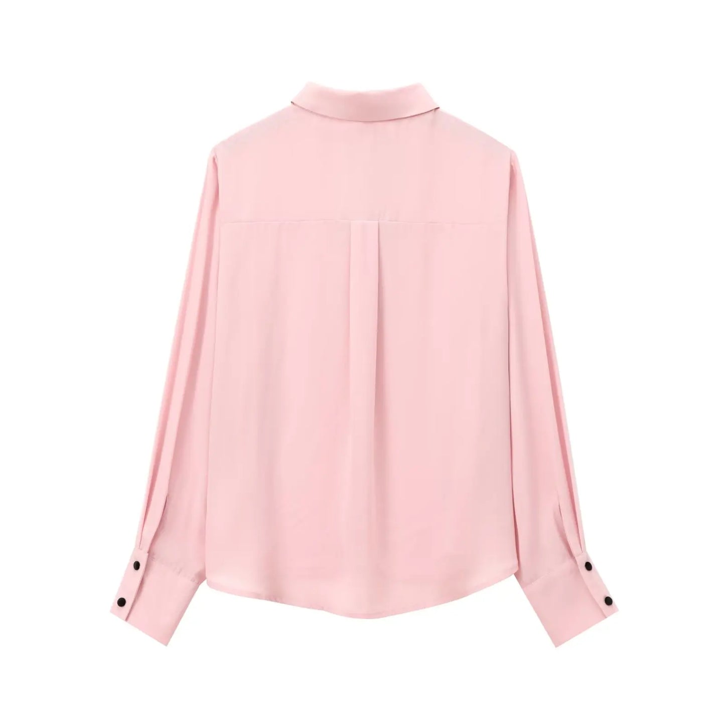 TRAFZA Autumn Fashion Women Blouses Pink Turn-Down Collar Long Sleeve Bow Decorate Single Breasted Female Casual Chic Shirts