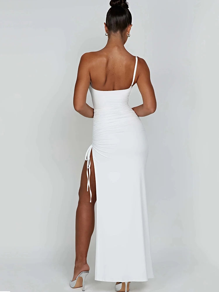 Drawstring High Slit Dress