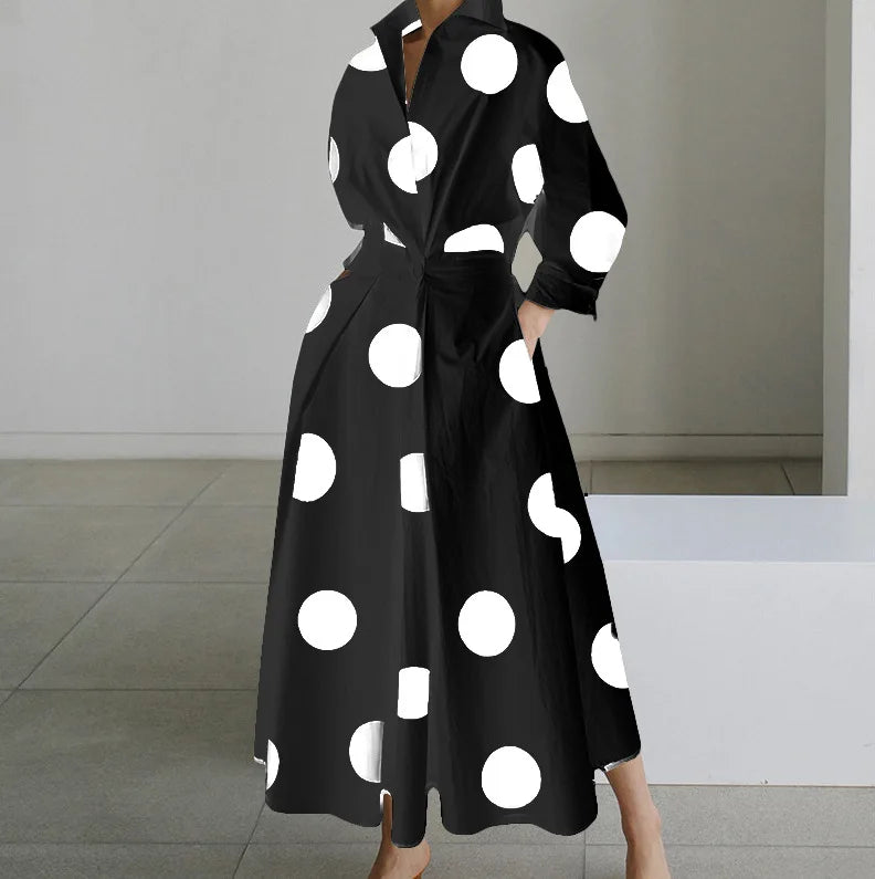 Dot Print Elegant Maxi Dress