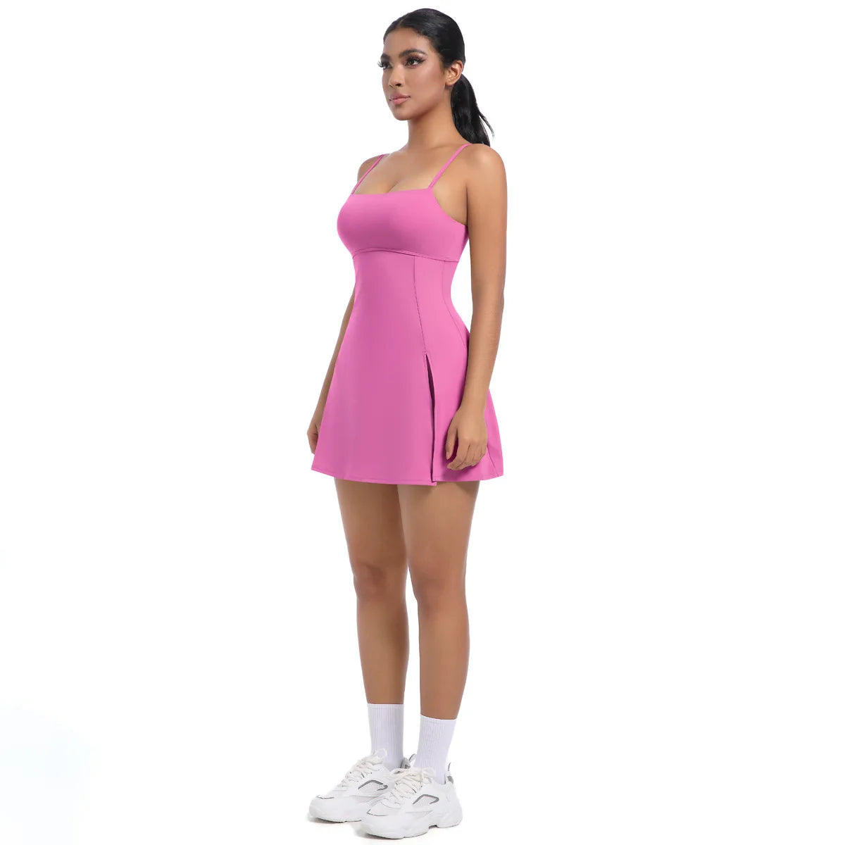 Workout Tennis Dress with Built in Short Women Sexy Fitness Mini Dress Cut Out Yoga Exercise Romper Pickleball Sports Overalls