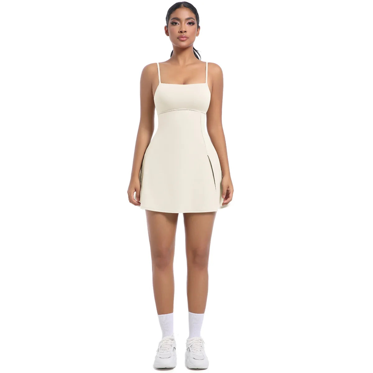 Workout Tennis Dress with Built in Short Women Sexy Fitness Mini Dress Cut Out Yoga Exercise Romper Pickleball Sports Overalls