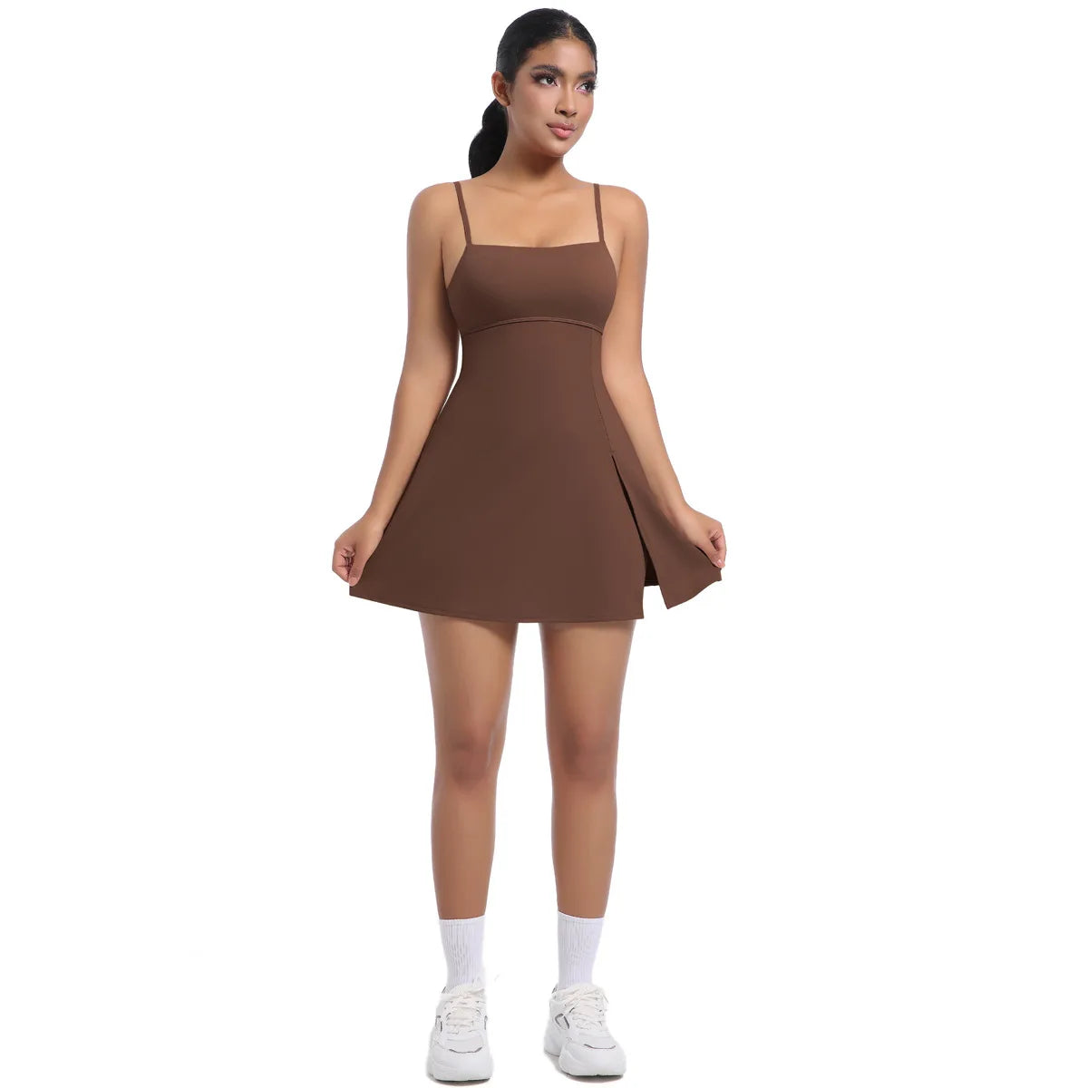 Workout Tennis Dress with Built in Short Women Sexy Fitness Mini Dress Cut Out Yoga Exercise Romper Pickleball Sports Overalls