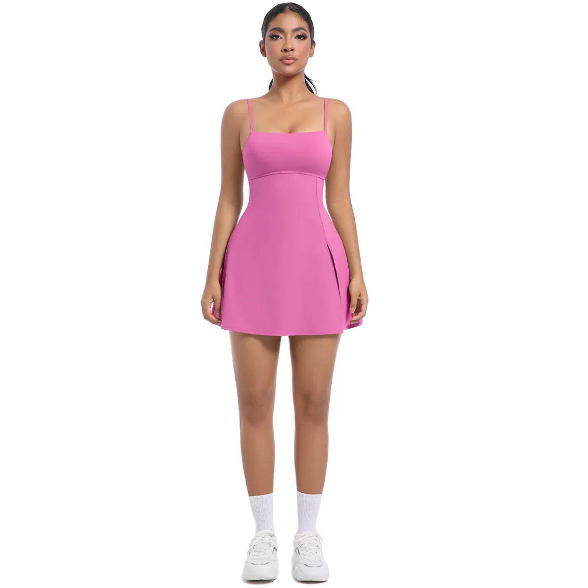 Workout Tennis Dress with Built in Short Women Sexy Fitness Mini Dress Cut Out Yoga Exercise Romper Pickleball Sports Overalls