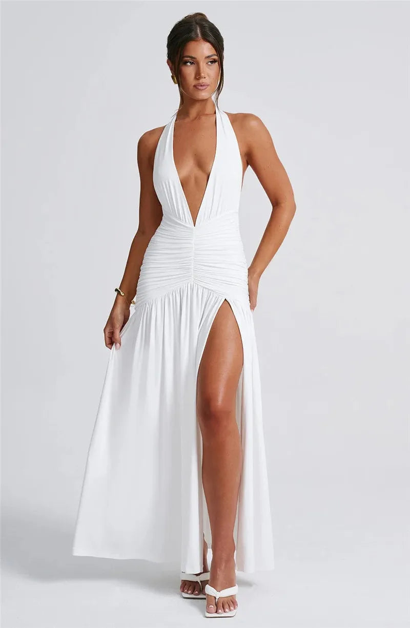 Halter Deep V Dress