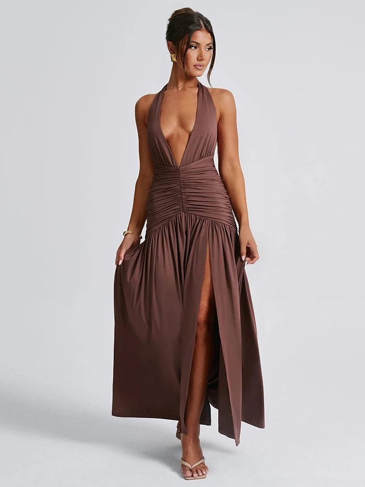 Halter Deep V Dress