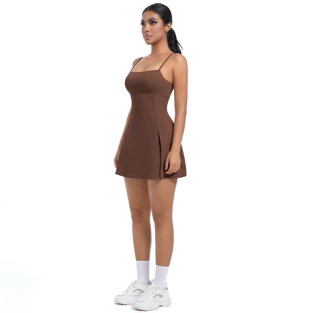 Workout Tennis Dress with Built in Short Women Sexy Fitness Mini Dress Cut Out Yoga Exercise Romper Pickleball Sports Overalls