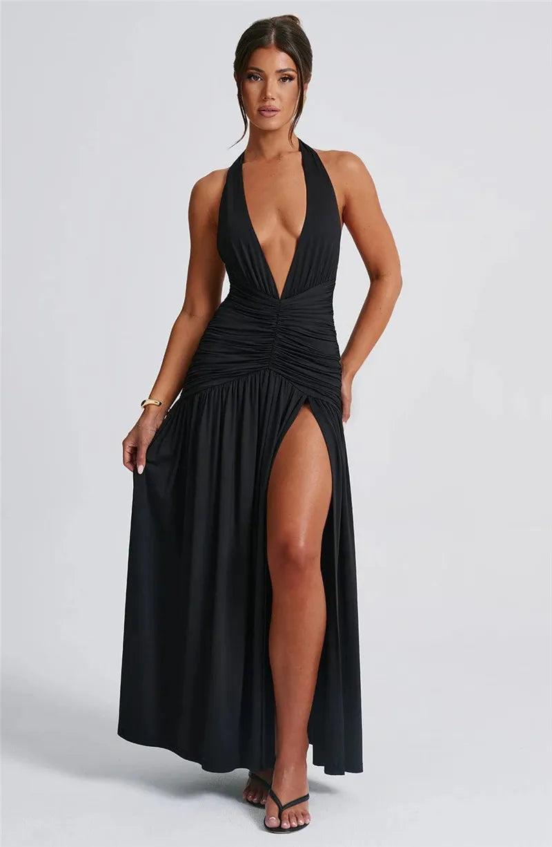 Halter Deep V Dress