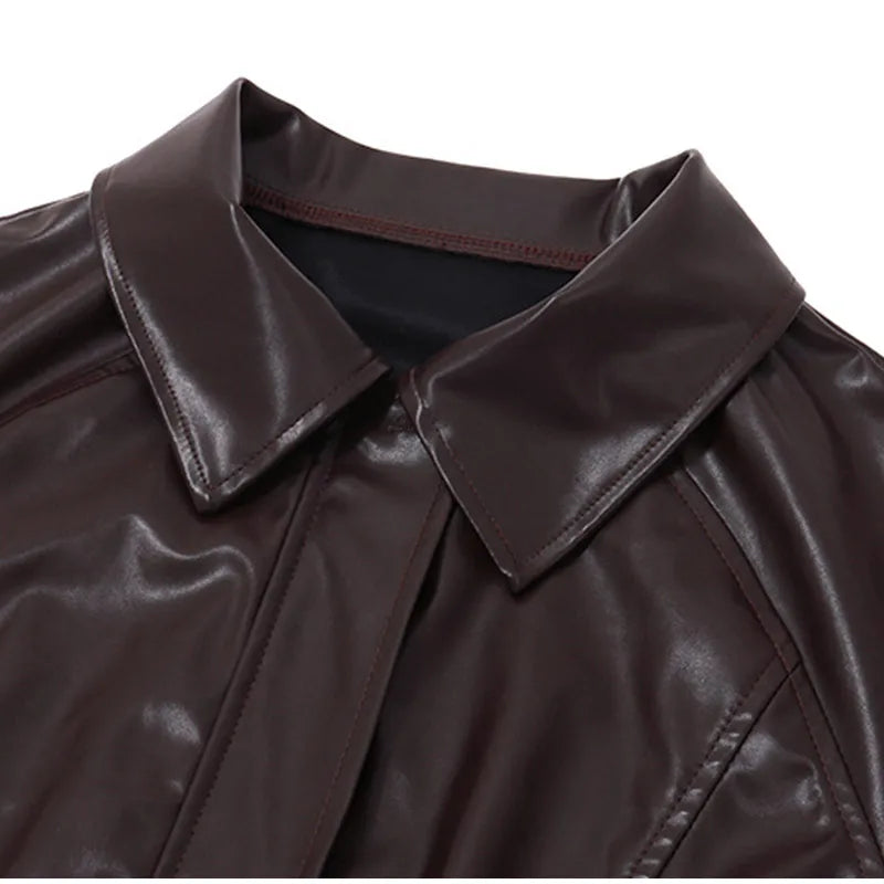 Plum Leather Bomber