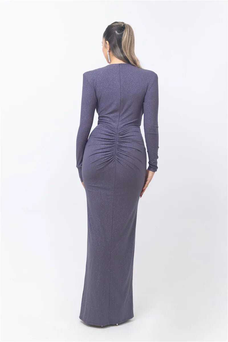 Elegant Sparkle Ruched Bodycon Dress