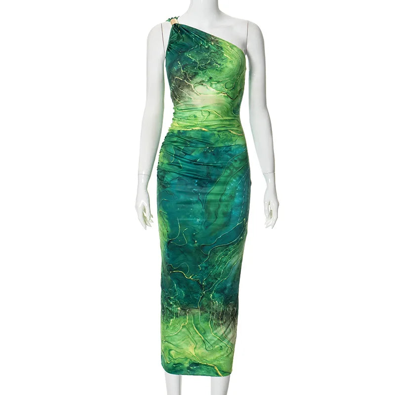 Green Print Dress